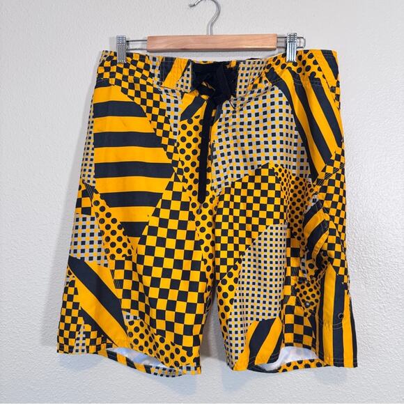Vans Yellow Black Board Shorts Swim Trunks Mens 32 Modest Beachy Classic - Picture 1 of 8